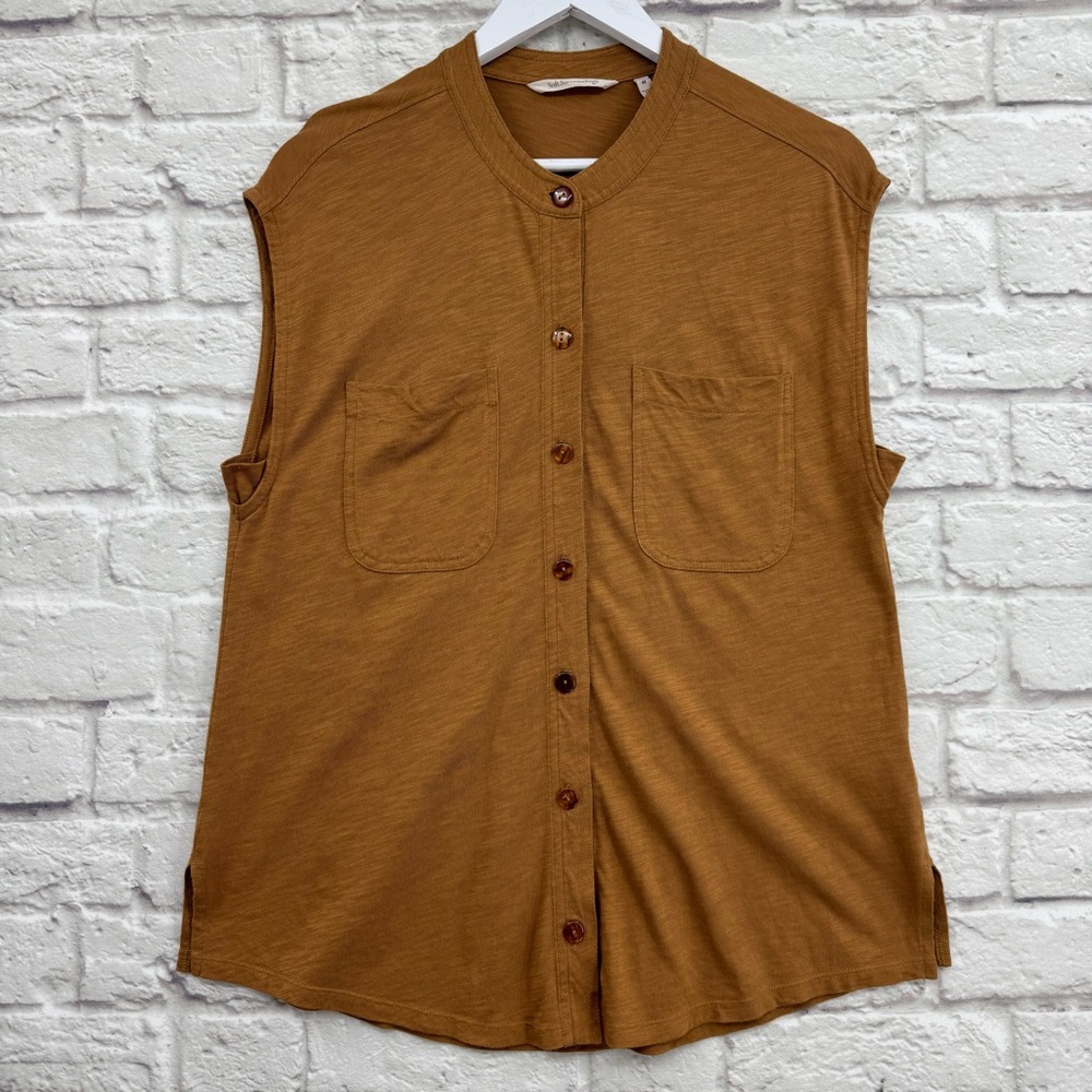 Soft Surroundings Rust Orange Button Up Sleeveless Tunic Top Modal Blend M